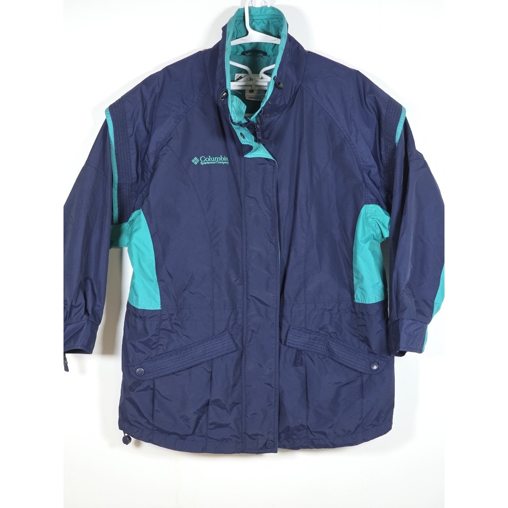 Columbia Womens Large Gizzmo 3 in 1 Blue Nylon Parka Ski Snow Winter Coat Layer